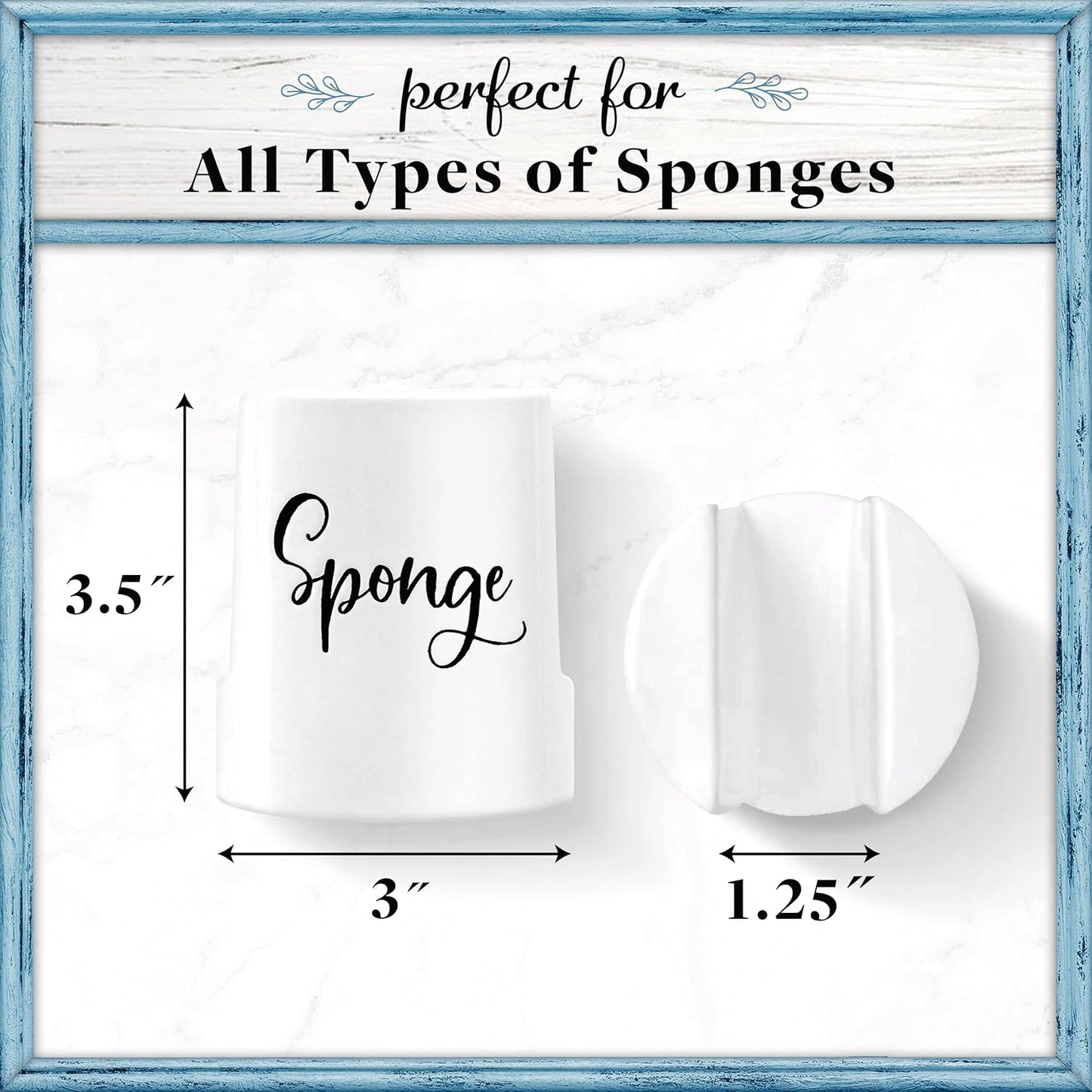 Sponge Holder for Kitchen Sink - Rustic Farmhouse Home & Kitchen Decor - White Ceramic