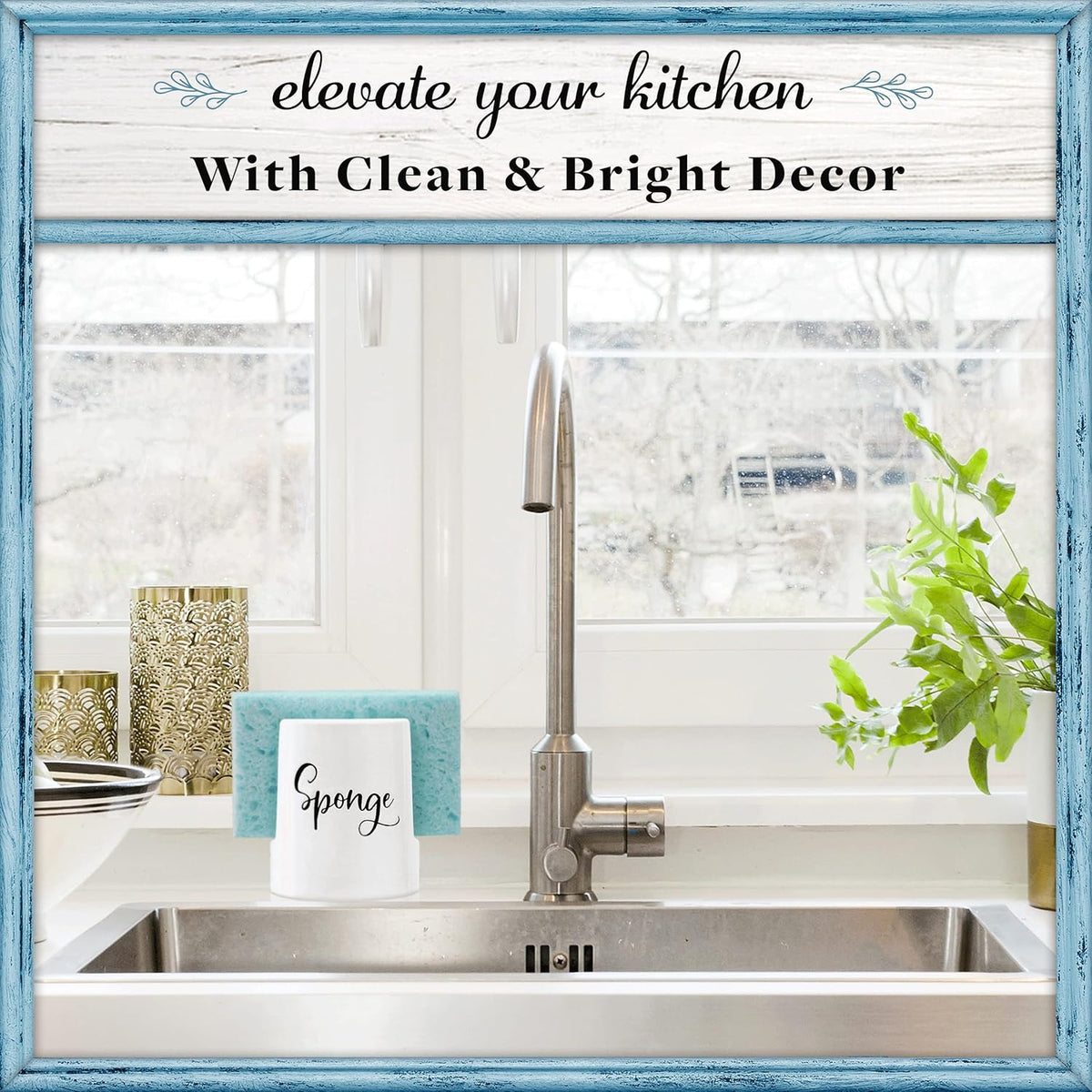 Sponge Holder for Kitchen Sink - Rustic Farmhouse Home & Kitchen Decor - White Ceramic