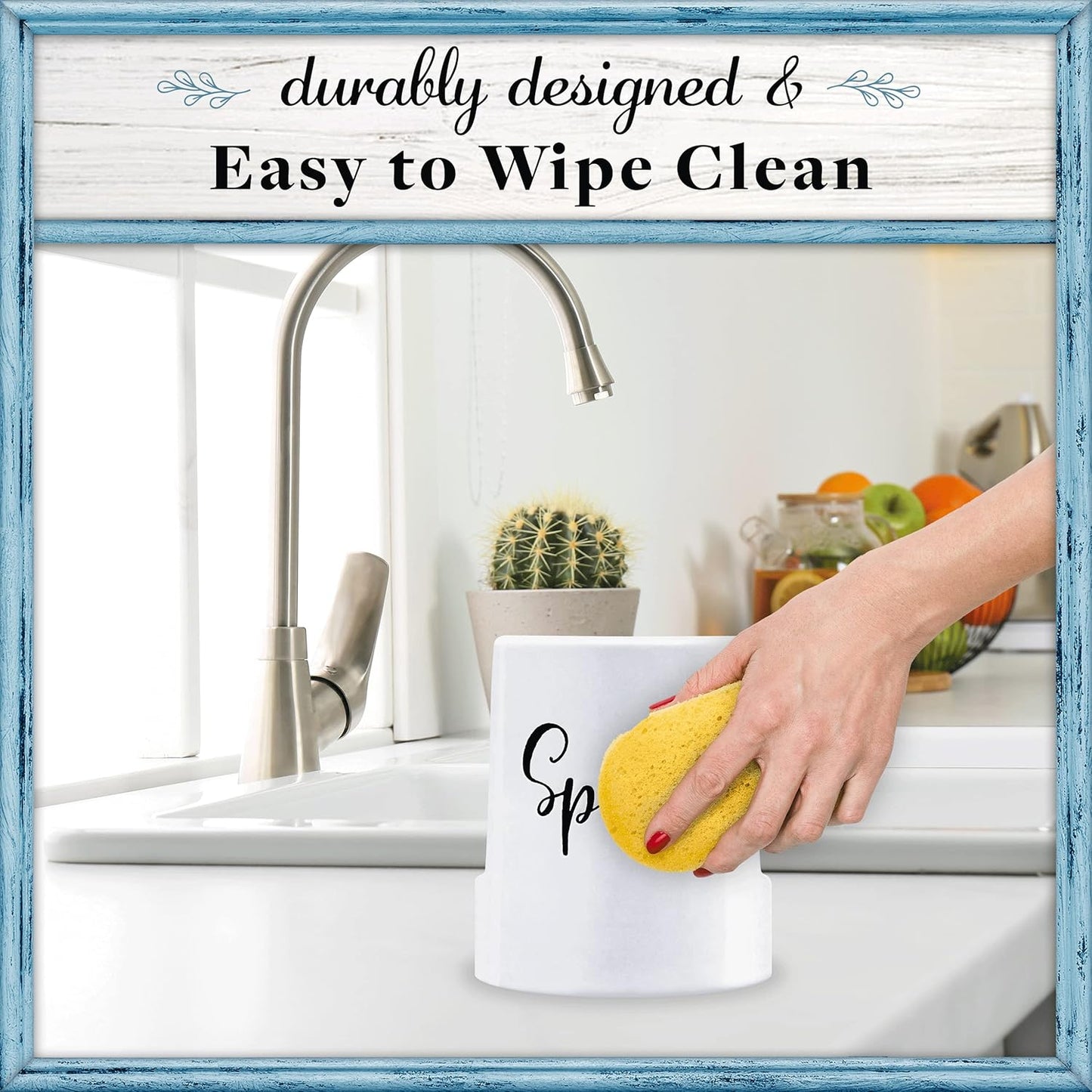 Sponge Holder for Kitchen Sink - Rustic Farmhouse Home & Kitchen Decor - White Ceramic