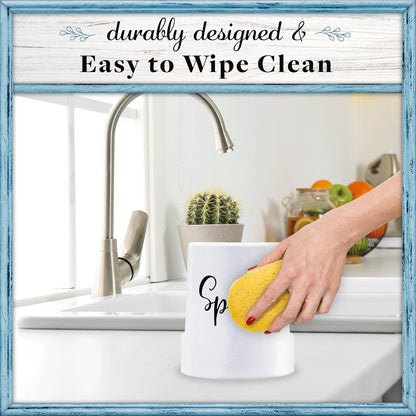 Sponge Holder for Kitchen Sink - Rustic Farmhouse Home & Kitchen Decor - White Ceramic