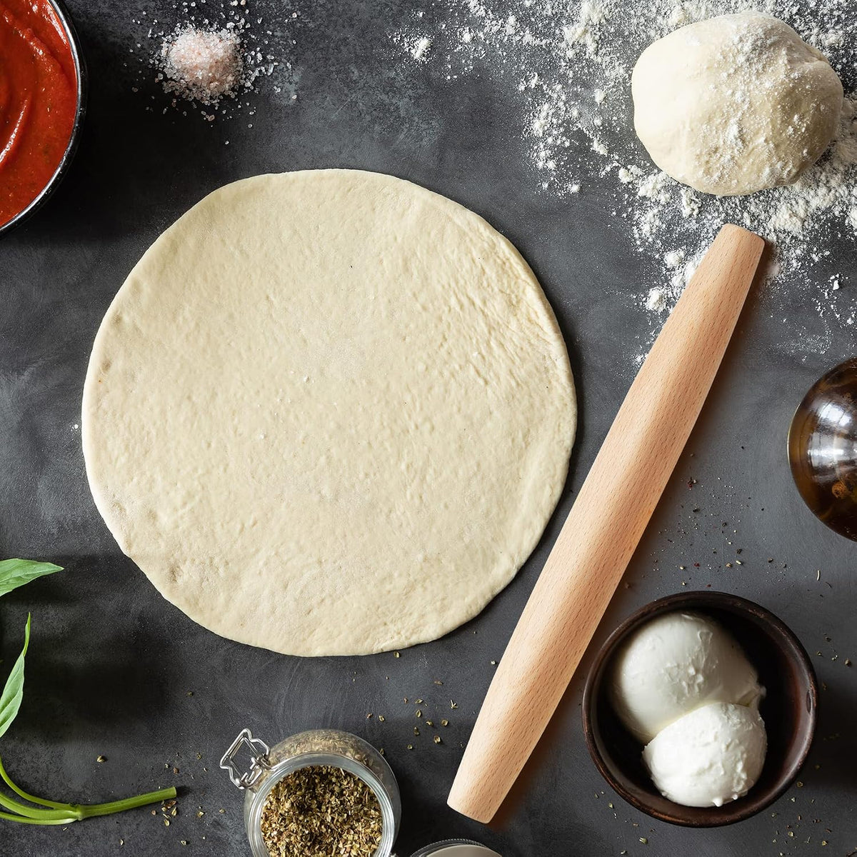 French Rolling Pin for Baking - 7.9 Inches Beech Wood Tapered Rolling Pin Dough Roller for Pizza Dough, Pie Crust Cookie Fondant Dumpling