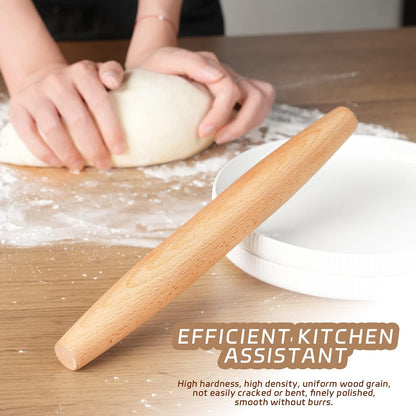 French Rolling Pin for Baking - 7.9 Inches Beech Wood Tapered Rolling Pin Dough Roller for Pizza Dough, Pie Crust Cookie Fondant Dumpling