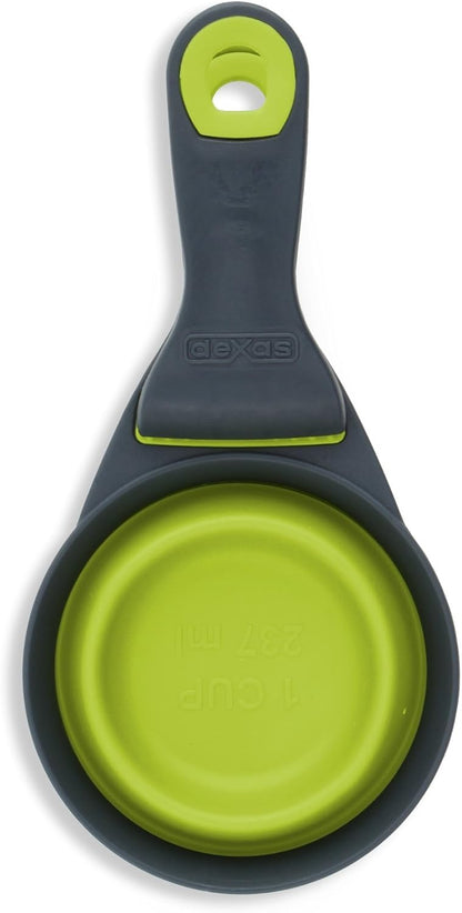 Popware for Pets Collapsible Klip Scoop, 3-in-1 Pet Food Scoop, Measuring Cup and Bag Clip, 1/2 Cup Capacity, Pink