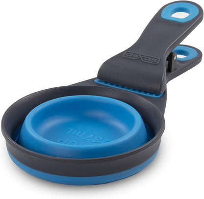 Popware for Pets Collapsible Klip Scoop, 3-in-1 Pet Food Scoop, Measuring Cup and Bag Clip, 1/2 Cup Capacity, Pink