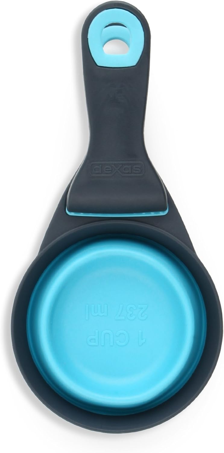 Popware for Pets Collapsible Klip Scoop, 3-in-1 Pet Food Scoop, Measuring Cup and Bag Clip, 1/2 Cup Capacity, Pink