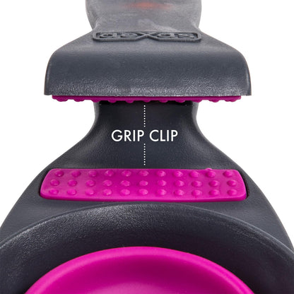 Popware for Pets Collapsible Klip Scoop, 3-in-1 Pet Food Scoop, Measuring Cup and Bag Clip, 1/2 Cup Capacity, Pink