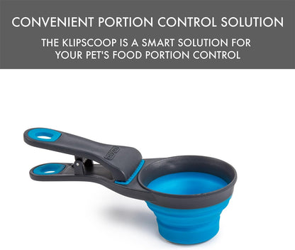 Popware for Pets Collapsible Klip Scoop, 3-in-1 Pet Food Scoop, Measuring Cup and Bag Clip, 1/2 Cup Capacity, Pink