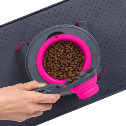 Popware for Pets Collapsible Klip Scoop, 3-in-1 Pet Food Scoop, Measuring Cup and Bag Clip, 1/2 Cup Capacity, Pink