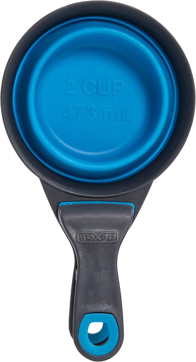 Popware for Pets Collapsible Klip Scoop, 3-in-1 Pet Food Scoop, Measuring Cup and Bag Clip, 1/2 Cup Capacity, Pink