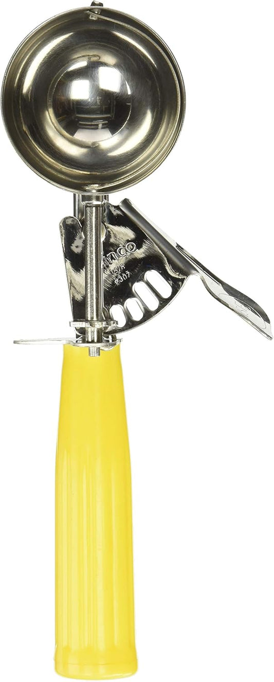 No.20 Ice Cream Disher with Plastic Handle, Size 20, 2 oz capacity, Yellow, Stainess Steel