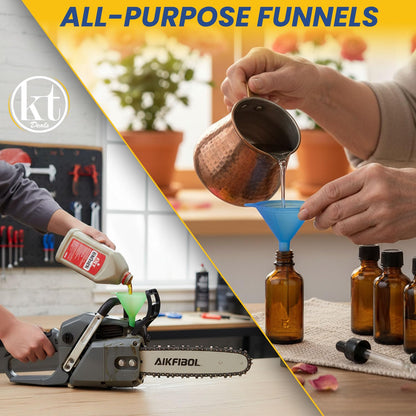 5Pcs All Purpose Plastic Funnel Set, Round Kitchen Funnels, Small to Large Multifunctional Funnels for Liquid Spices Powder Mini Tiny Funnel for Filling Small Bottles Cosmetic Lotion Essential Oil