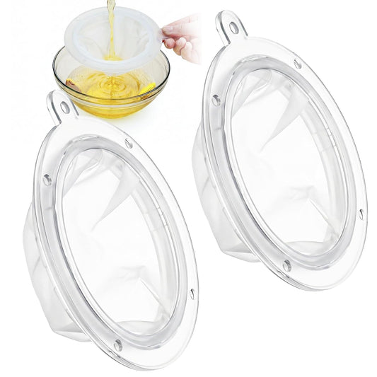 200 Plastic Cooking Oil Filter, 2 Pcs 200 Nylon Fine Mesh Sieve Fine Strainer for Liquids Colander Kitchen Funnel for Yogurt Honey Milk Juice Wine Coffee Cheese Grease Filtering, 5 Inch