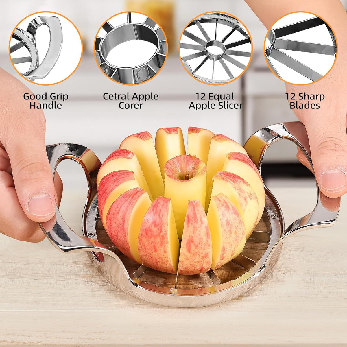 Apple Slicer and Corer,12 Blades Stainless Steel Apple Corer