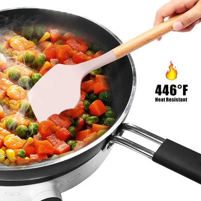 Silicone Cooking Utensils Kitchen Utensil Set - 446°F Heat Resistant Silicone Kitchen Utensils Set, Spatula,Turner Tongs, Spoon, Whisk,Kitchen Gadgets for Nonstick Cookware, BPA Free (Gray)