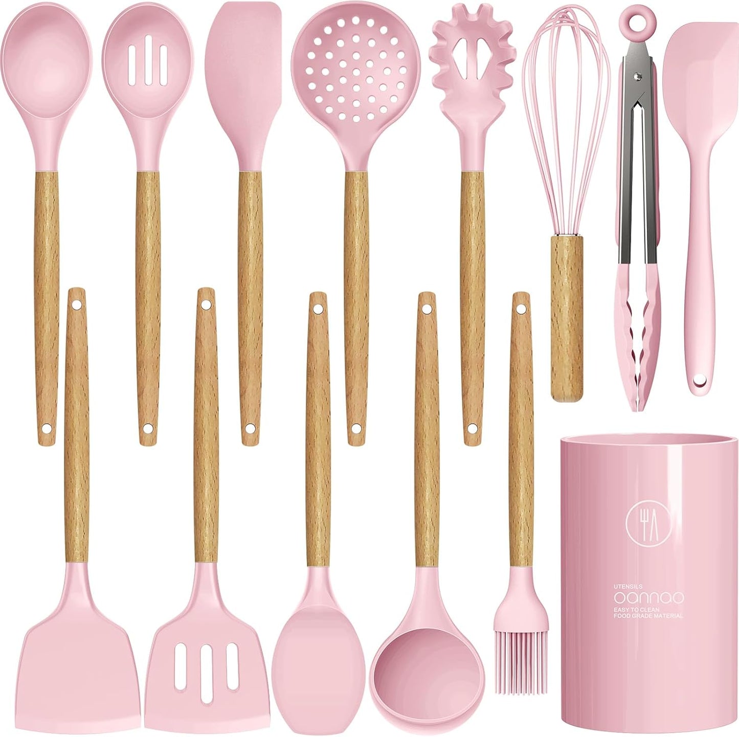 Silicone Cooking Utensils Kitchen Utensil Set - 446°F Heat Resistant Silicone Kitchen Utensils Set, Spatula,Turner Tongs, Spoon, Whisk,Kitchen Gadgets for Nonstick Cookware, BPA Free (Gray)