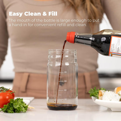 Olive Oil Dispenser Bottle 18.6oz – Auto Flip Glass Vinegar Bottle with No-Drip Spout for Kitchen Cooking, Oil and Sauce Dispenser, Light Cream