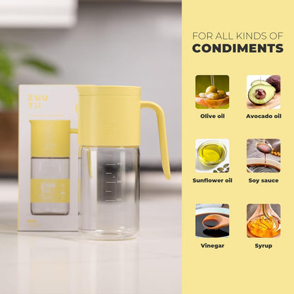 Olive Oil Dispenser Bottle 18.6oz – Auto Flip Glass Vinegar Bottle with No-Drip Spout for Kitchen Cooking, Oil and Sauce Dispenser, Light Cream