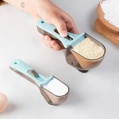 2Pcs Measuring Spoon Set, Adjustable, Dual Cup Design for Flour and Sugar, Kitchen Baking Tool/set for Dry/Liquid Ingredients & Pet Food