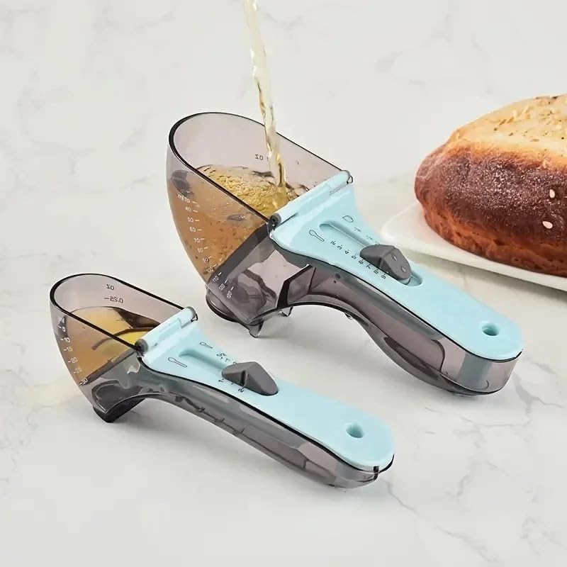 2Pcs Measuring Spoon Set, Adjustable, Dual Cup Design for Flour and Sugar, Kitchen Baking Tool/set for Dry/Liquid Ingredients & Pet Food