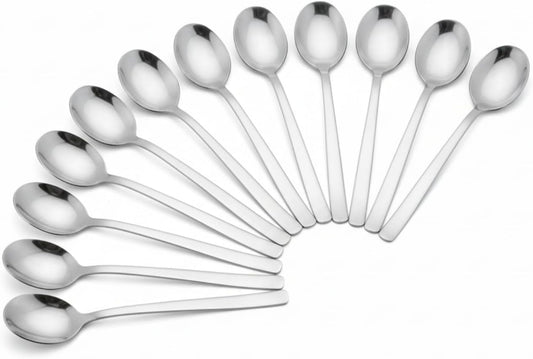 12 Pcs Mini Stainless Steel Spice Spoons, 3.5 Inch, Silver | Tiny Condiment Scoops for Salt, Sugar, Spices, Coffee, Honey, Tea & Seasoning Jars