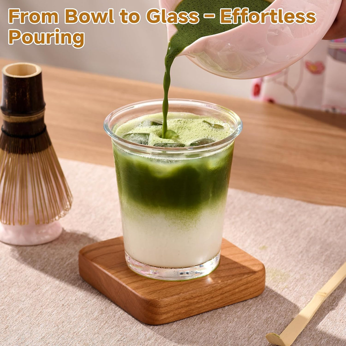Matcha Whisk Set, 6PCs Japanese Matcha Kit with Crystalline Glaze Matcha Bowl, Purple Bamboo Whisk, Scoop, Sifter & Tea Towel – Gifts for Women Mom Her, Tea Gifts for Christmas, Birthday