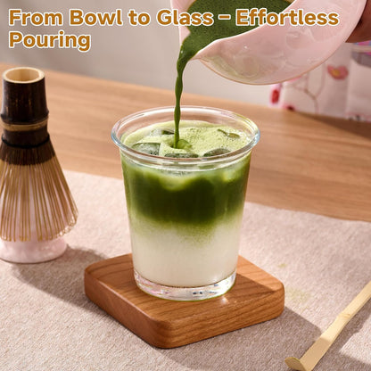 Matcha Whisk Set, 6PCs Japanese Matcha Kit with Crystalline Glaze Matcha Bowl, Purple Bamboo Whisk, Scoop, Sifter & Tea Towel – Gifts for Women Mom Her, Tea Gifts for Christmas, Birthday