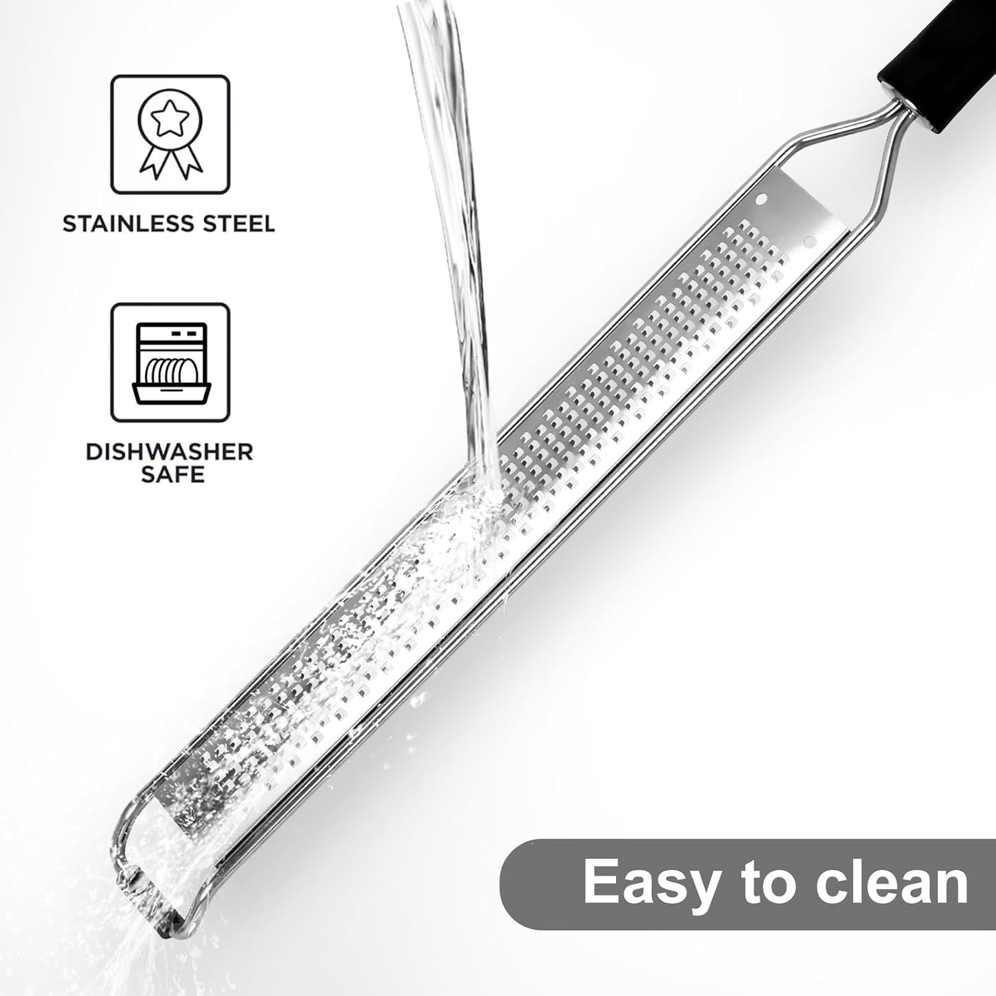 Cleaning Brush Included/Premium Stainless Steel Kitchen Grater - Sharp Handheld Zester for Cheese, Lemon, Garlic & Chocolate.