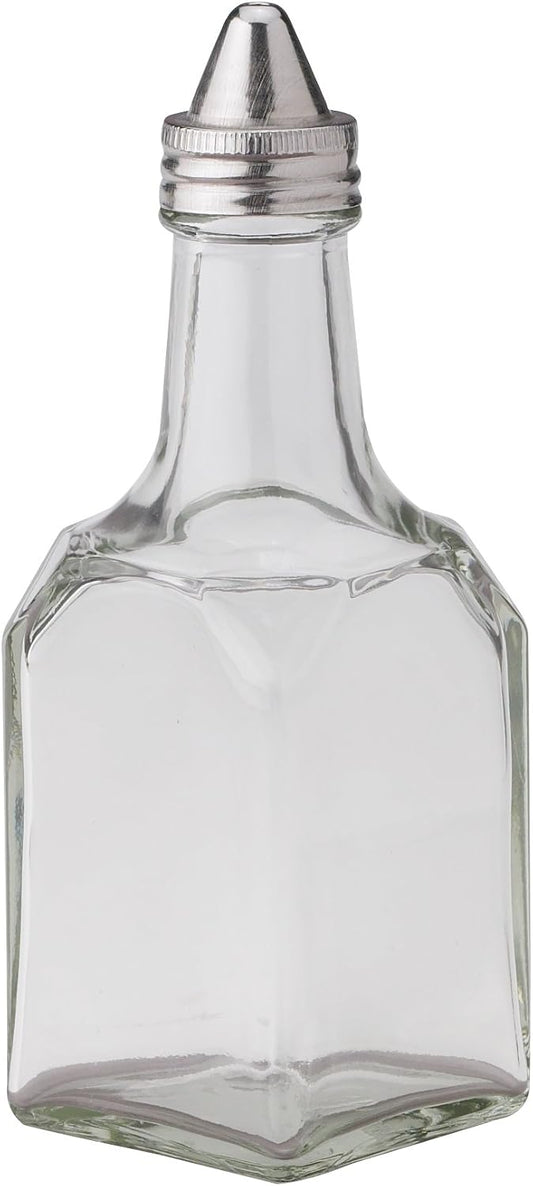 Kitchen Square Cruet with Spout, Glass and Stainless Steel, 5.5-Ounces