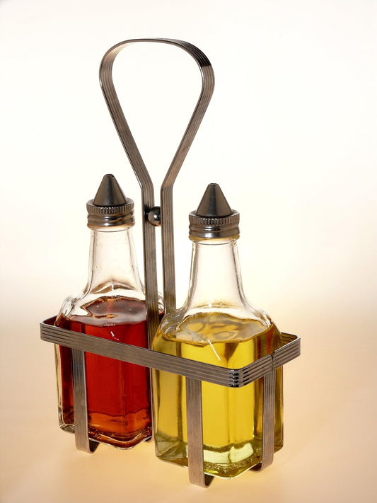 Kitchen Square Cruet with Spout, Glass and Stainless Steel, 5.5-Ounces