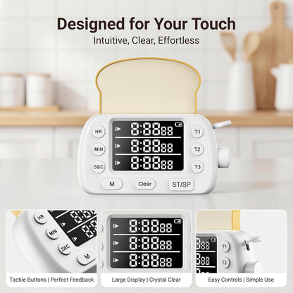 Digital Kitchen Timer for Cooking Magnetic Countdown Timers White