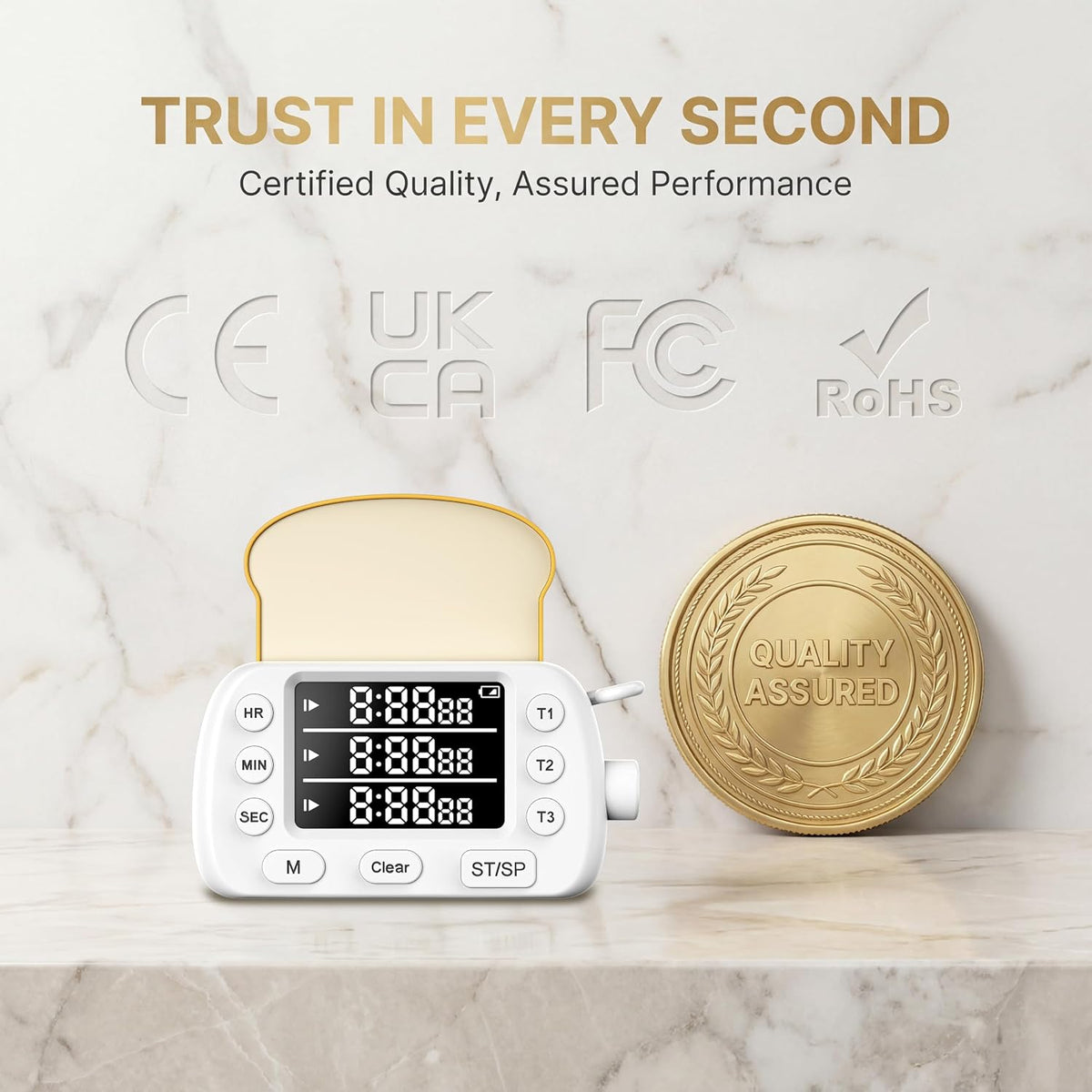 Digital Kitchen Timer for Cooking Magnetic Countdown Timers White