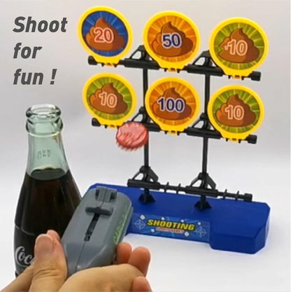 bottle cap shooting gun - Fun bottle opener tool launches bottle caps for parties, barbecues, and bar games (color)