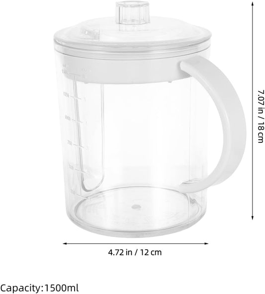 Grease Separating Measuring Cup 50Oz Oil-Sealing Soup Pot with Strainer Filter for Home Kitchen Cooking Microwave Safe Fat Separator for Oil and Gravy