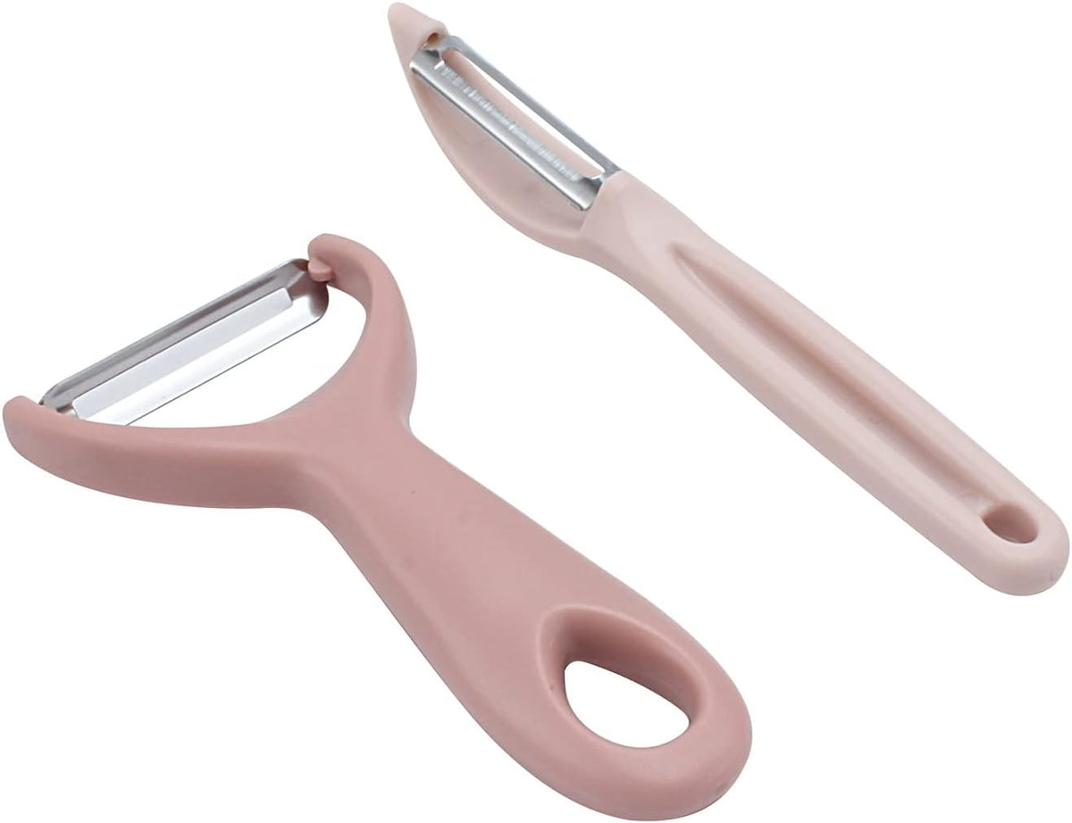 Social Chef 2-Piece Vegetable Peeler Set- Set of 2 Stainless Steel Blade Vegetable Peelers Set - Y Peeler and Swivel Peeler for Peeling Potatoes, Vegetables and Fruits (Navy)