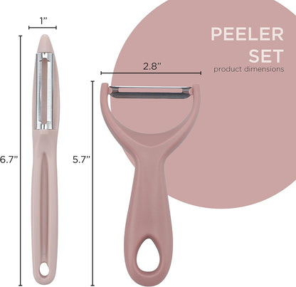 Social Chef 2-Piece Vegetable Peeler Set- Set of 2 Stainless Steel Blade Vegetable Peelers Set - Y Peeler and Swivel Peeler for Peeling Potatoes, Vegetables and Fruits (Navy)