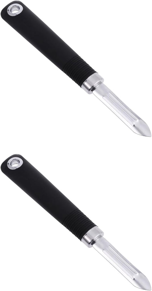 2-Pack Stainless Steel Vegetable Peeler Non Swivel Fruit Peeler with Dual-Edge Blade Hanging Hole for Right & Left Handed Use Kitchen Tool for Carrots Potatoes Cucumbers Pears 7.87 Inch
