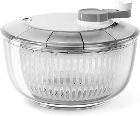 Manual Salad Spinner - Hand-Crank Vegetable & Lettuce Dryer for Washing, Spinning, and Draining Greens, Fruits, and Vegetables - Food-Grade Material, Easy-Clean Detachable Parts 4.2Qt.