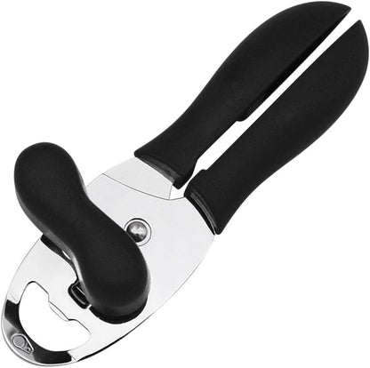 Manual Can Opener,Stainless Steel Heavy Duty Can Opener with Bottle Opener,Multifunctional Easy Turn Knob Smooth Edge Can Opener with Soft Handle,Hand Can Opener for Seniors