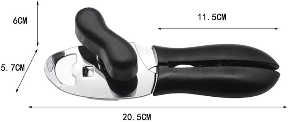 Manual Can Opener,Stainless Steel Heavy Duty Can Opener with Bottle Opener,Multifunctional Easy Turn Knob Smooth Edge Can Opener with Soft Handle,Hand Can Opener for Seniors