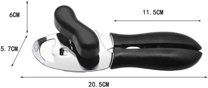Manual Can Opener,Stainless Steel Heavy Duty Can Opener with Bottle Opener,Multifunctional Easy Turn Knob Smooth Edge Can Opener with Soft Handle,Hand Can Opener for Seniors