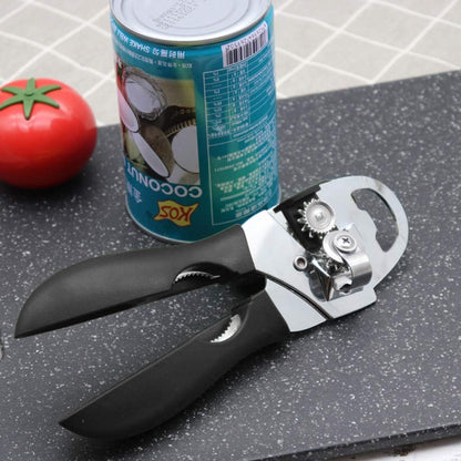 Manual Can Opener,Stainless Steel Heavy Duty Can Opener with Bottle Opener,Multifunctional Easy Turn Knob Smooth Edge Can Opener with Soft Handle,Hand Can Opener for Seniors