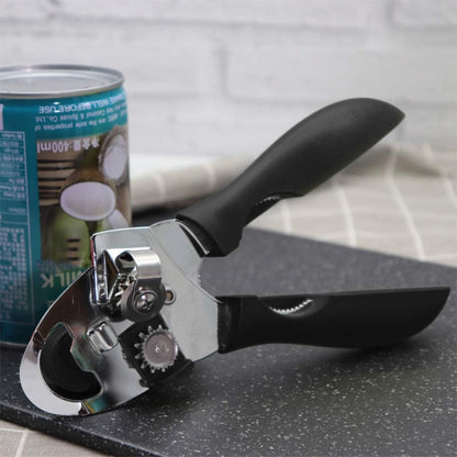 Manual Can Opener,Stainless Steel Heavy Duty Can Opener with Bottle Opener,Multifunctional Easy Turn Knob Smooth Edge Can Opener with Soft Handle,Hand Can Opener for Seniors