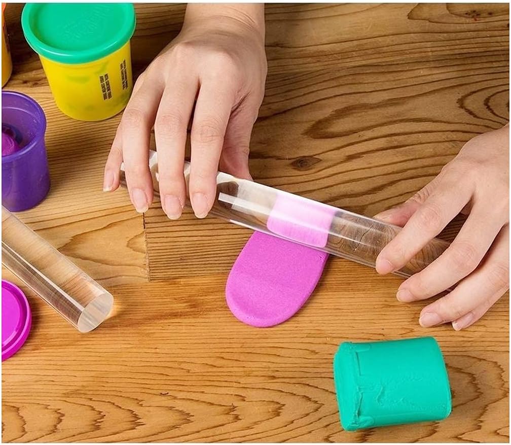 Acrylic Clay Roller and A4 Size Acrylic Sheet for Polymer Clay Rolling Pin with Clear Board Sheet DIY Rolling Tools for Clay Modelling and Shaping