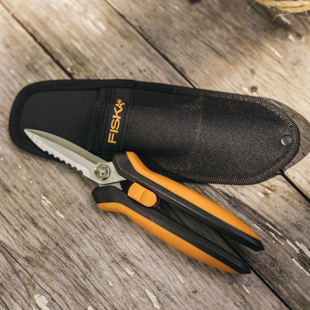 Pruning Shears for Gardening, Multipurpose 8" Garden Shears with Sheath and SoftGrip Handle, Great for cutting Nursery Pots, Bags, and Wire