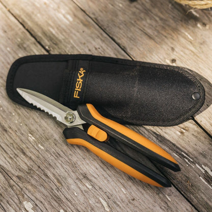 Pruning Shears for Gardening, Multipurpose 8" Garden Shears with Sheath and SoftGrip Handle, Great for cutting Nursery Pots, Bags, and Wire