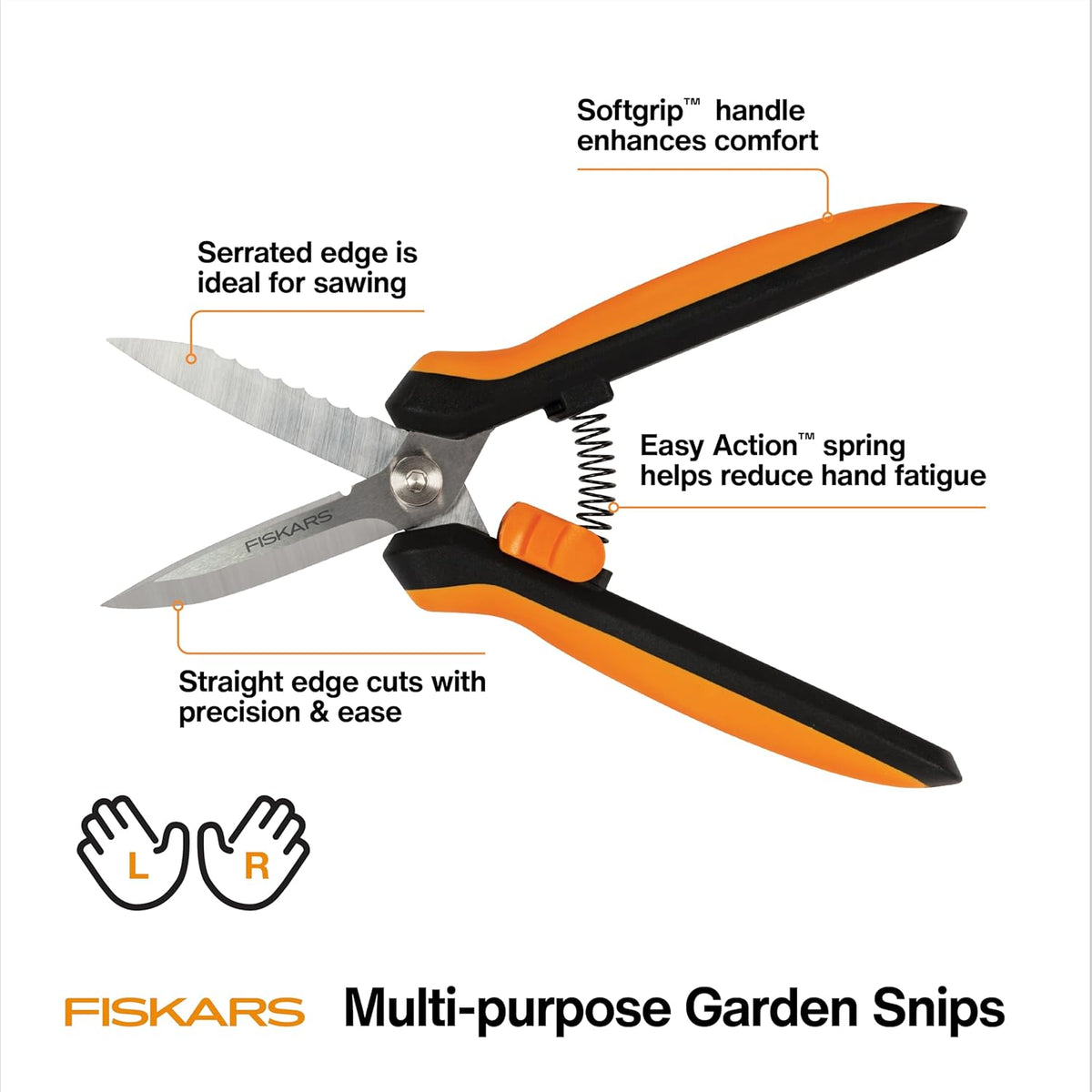 Pruning Shears for Gardening, Multipurpose 8" Garden Shears with Sheath and SoftGrip Handle, Great for cutting Nursery Pots, Bags, and Wire