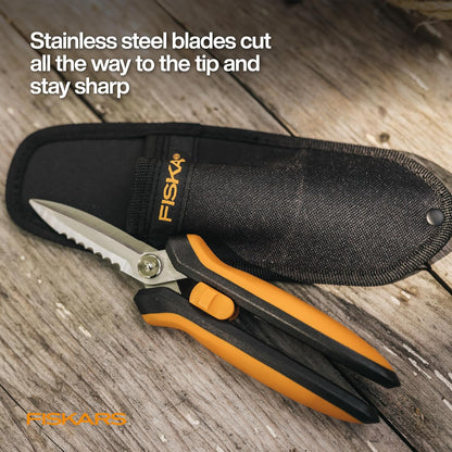 Pruning Shears for Gardening, Multipurpose 8" Garden Shears with Sheath and SoftGrip Handle, Great for cutting Nursery Pots, Bags, and Wire