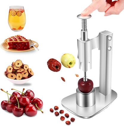 Cherry Pitter, Stainless Steel Cherry Pit Remover, Portable Cherry Seed Remover, Easy-to-Use Cherry Stoner for Quickly Making Cherry jam, Cherry Pie and Syrup (Heavy Duty)