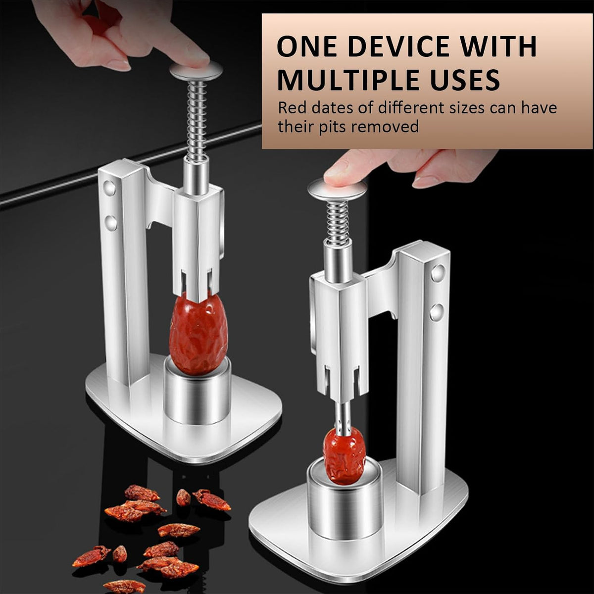 Cherry Pitter, Stainless Steel Cherry Pit Remover, Portable Cherry Seed Remover, Easy-to-Use Cherry Stoner for Quickly Making Cherry jam, Cherry Pie and Syrup (Heavy Duty)