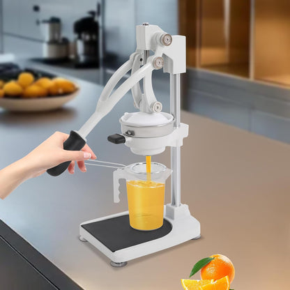 Manual Juicer, Stainless Steel Hand Press Juicer Machine Heavy Duty Countertop Squeezer for Oranges, Lemons, Pomegranates, Includes Filter Bags & Measuring Cup, Easy to Clean